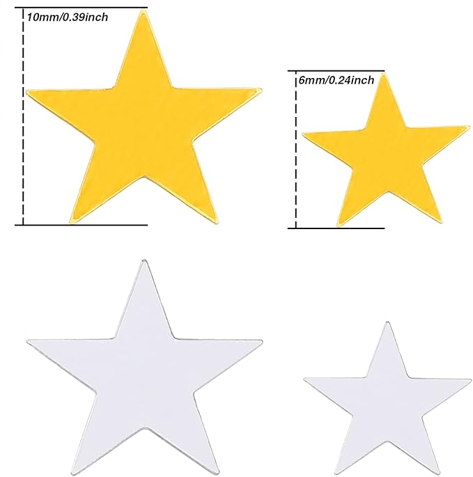 Hestya 60g Star Confetti Glitter Table Confetti Metallic Foil Stars for Christmas Party Wedding Festival Decorations(Gold Silver 60g,10mm and 6mm)