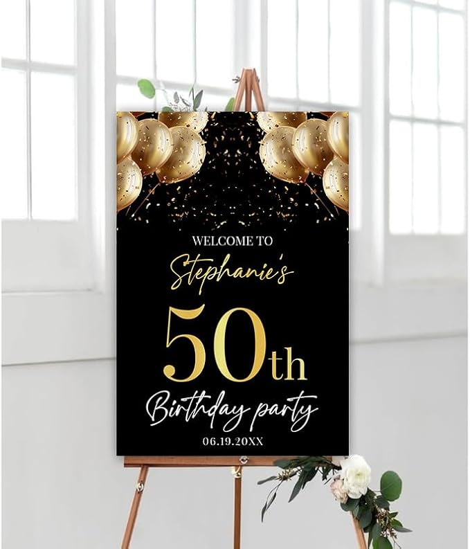 Personalized Sign for 50th Birthday Party - Decorations Celebration Sign, Happy Birthday Any Age Board, Minimalist Party Signs#6