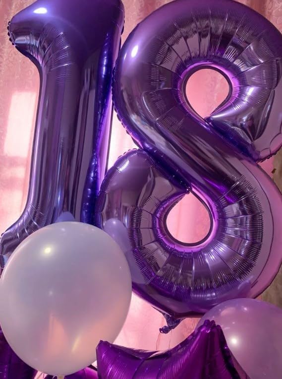 40 Inch Purple Mylar Foil Number 6 Birthday Balloon, Digital Balloons for 6 16 Boy Girl Party Decorations Supplies, Big Helium Balloon Numbers for 26 36 46 60 Men Women Anniversary