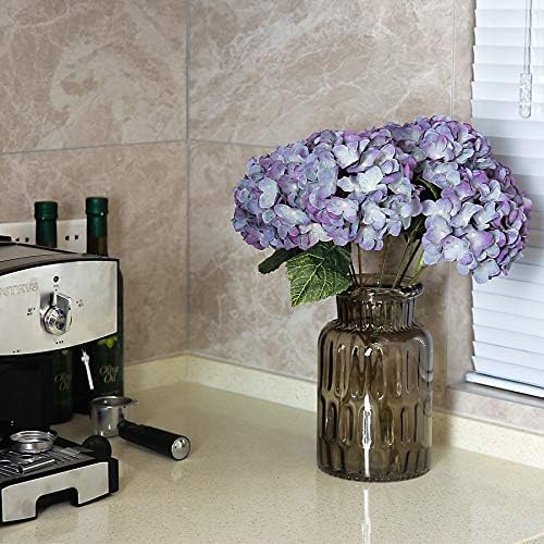 Kimura's Cabin 2Bouquets Fake Hydrangea Flowers Vintage Artificial Silk Hydrangeas Bouquets 10 Heads for Home Table Centerpieces Wedding Party Decoration (Bluish Violet, Pack of 2)