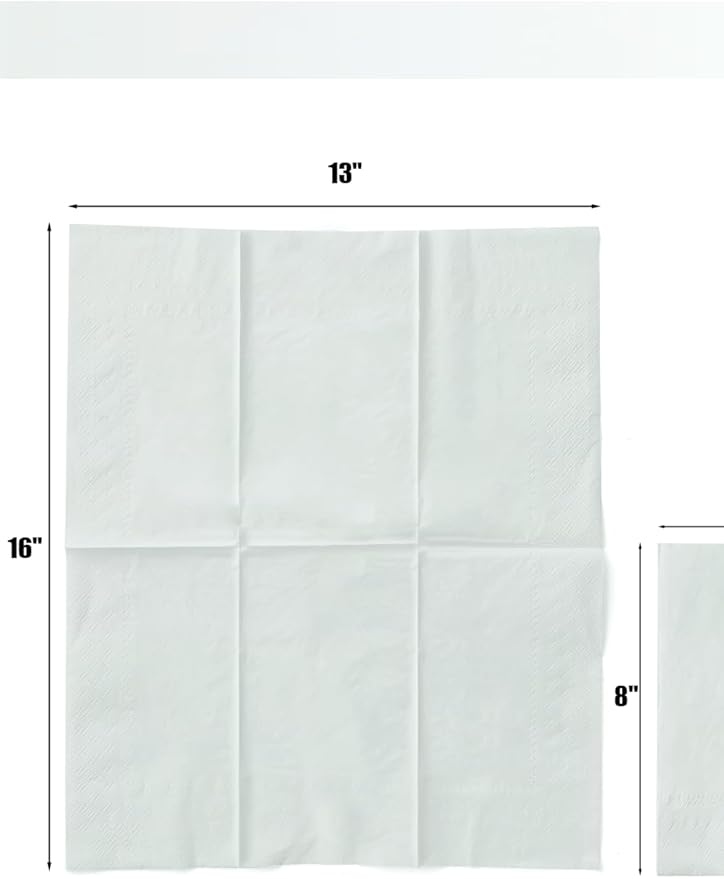 qiqee Sage Green Paper Napkins 13 * 16inch Guest Paper Disposable Towels Napkin Paper Hand Towels for Wedding, Dinner, Birthday Party, Dessert Cocktail ＆ Kitchen Napkins（ 120 Count）