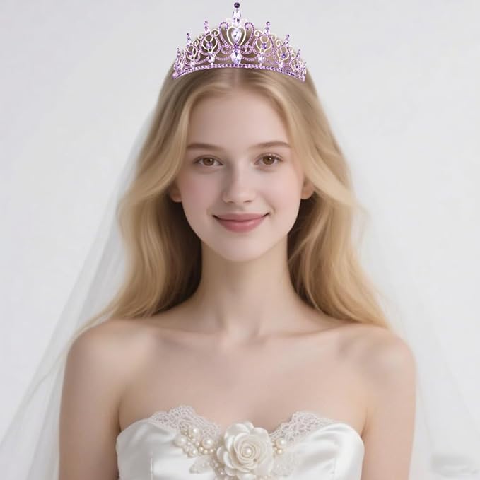 TODDER Purple Tiara for Women Girls Rhinestone Princess Queen Crowns Crystal Headband for Girls Wedding Hair Accessories for Bridal Birthday Party Prom Halloween Cosplay Holidays