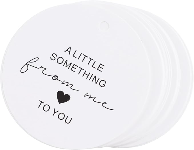 70Pcs Thank You Gift Tags, 2.5Inch “A Little Something from Me to You” Pre-Punched Hole Hangtag for Gifts, Favors (String is NOT Included)