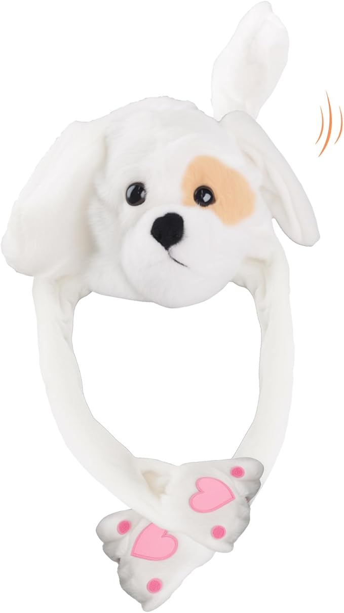 Plush Ear Moving Jumping Hat,Cute Fluffy Cap, Soft Warm HeadWear