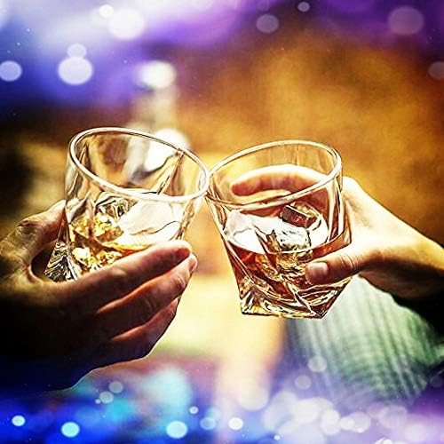 Premium Crystal Whiskey Glasses Set of 6 Large Lead-Free Crystal Glass Tasting Cups Scotch Glasses Tumblers for Drinking Irish Whisky Bourbon Tequila (Twist, 6 * 10 oz)