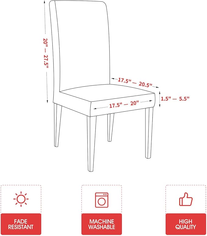 Horaldaily 8PCS Christmas Dining Red Chair Covers, Christmas Pine Tree Stars Stretch Removable Washable Slipcover Chair Protector for Dining Room Home Decor