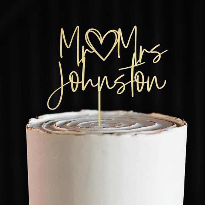 Wedding Cake Toppers, Wedding Cake Toppers Bride and Groom, Custom Cake Topper, Customize Your Own Anniversary Mr and Mrs Cake Topper (Design 4)