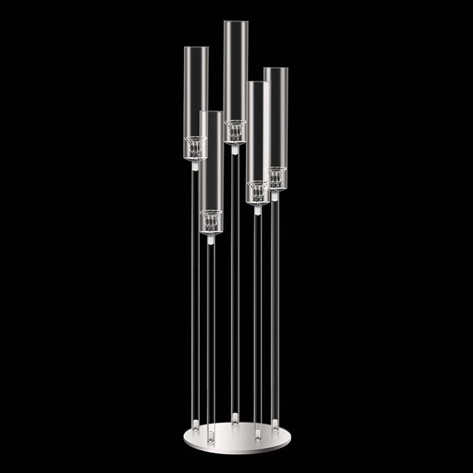 42.5inch 1pc Acrylic Candelabra Centerpieces for Tables 5 Arms Wedding centerpieces for Decorations