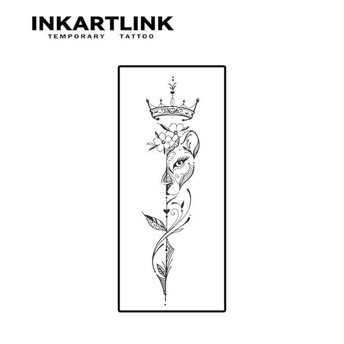 INKARTLINK 2 Sheets Medium Semi permanent Tattoos, Temporary Tattoos, Adult Art Designs, Waterproof, Realistic, No Adhesive, No Reflective, Lasts 1-2 Weeks, Medium (Leopard King)