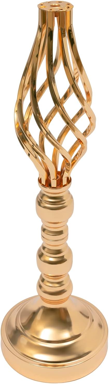 Wedding Centerpieces Gold Vases,6PCS Metal Flower Candle Holder with Sparkling Crystal Beads,Crystal Flower Vase Metal Flowers Stand for Party Tables Decorations (6PCS-Gold)