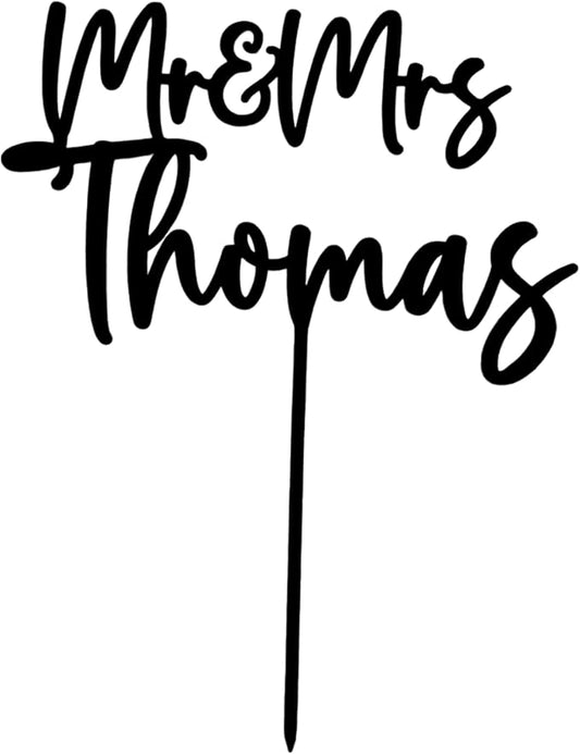 Personalized Wedding Cake Topper, Custom Name Bride and Groom Decoration, Traditional Wedding, Anniversary, Briday Shower Decor (Mr & Mrs)