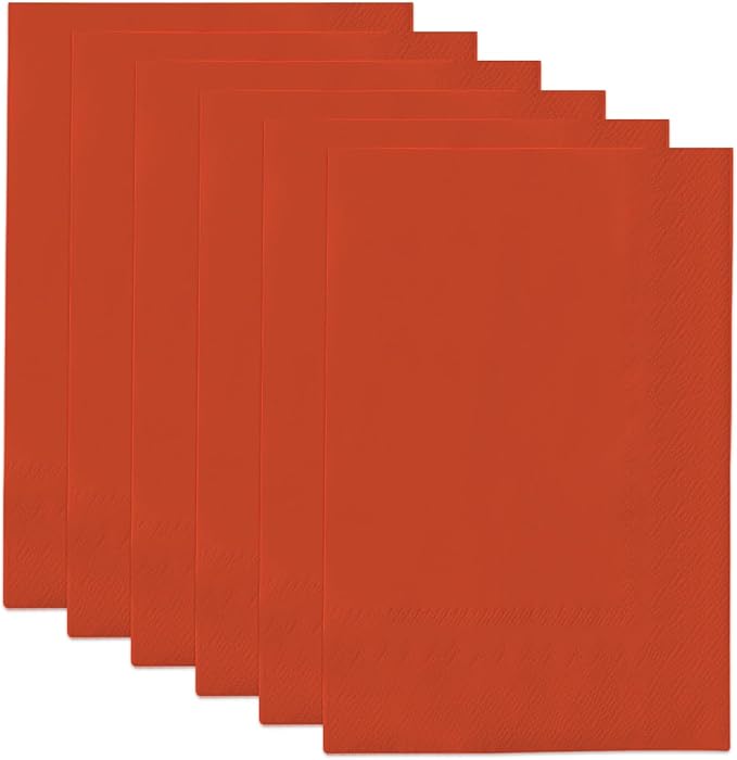 qiqee Orange Red Paper Napkins 13 * 16inch Guest Paper Disposable Towels Napkin Paper Hand Towels for Wedding, Dinner, Birthday Party, Dessert Cocktail ＆ Kitchen Napkins（ 120 Count）