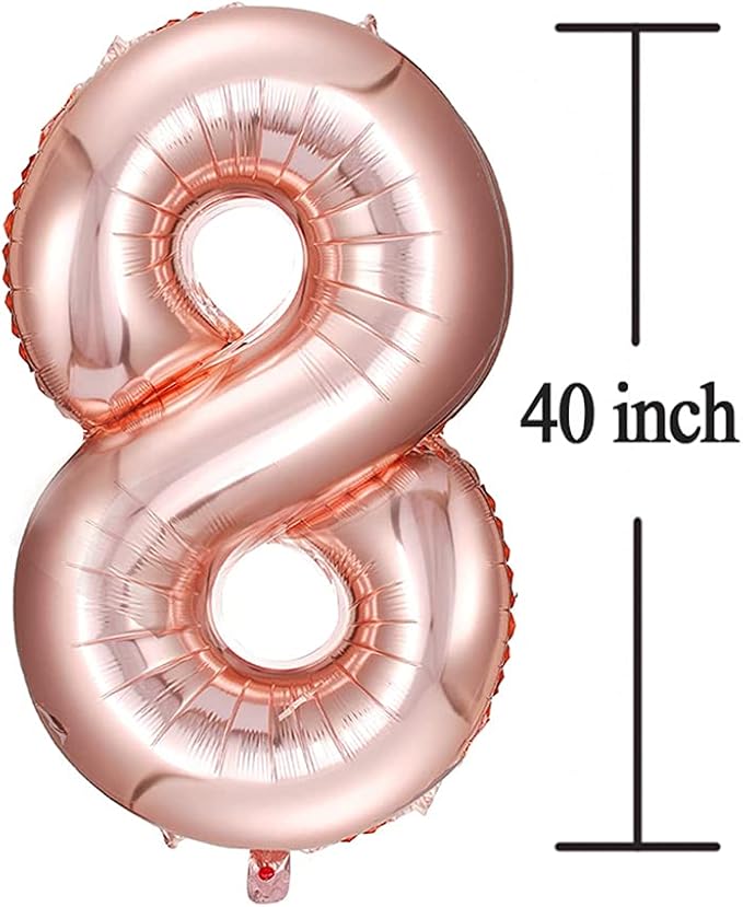 Rose Gold 18 Number Balloons Big Giant Jumbo Large Number 18 Foil Mylar Balloons for Girl 18th Birthday Party Decorations