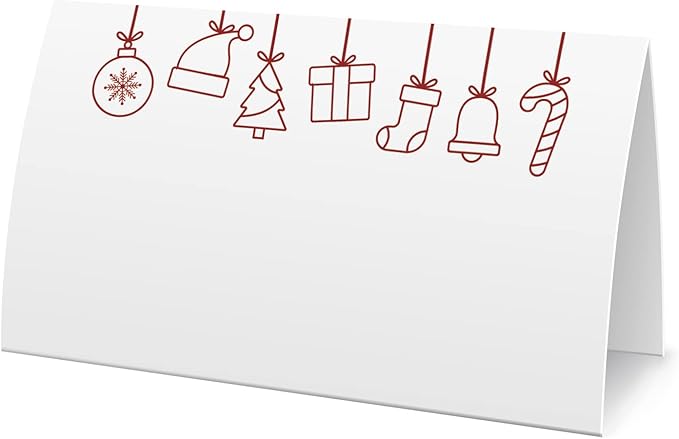 Christmas Food Tent Labels (25 Pack) - Table Place Cards - Perfect for Banquet, Buffet Food Label, Party