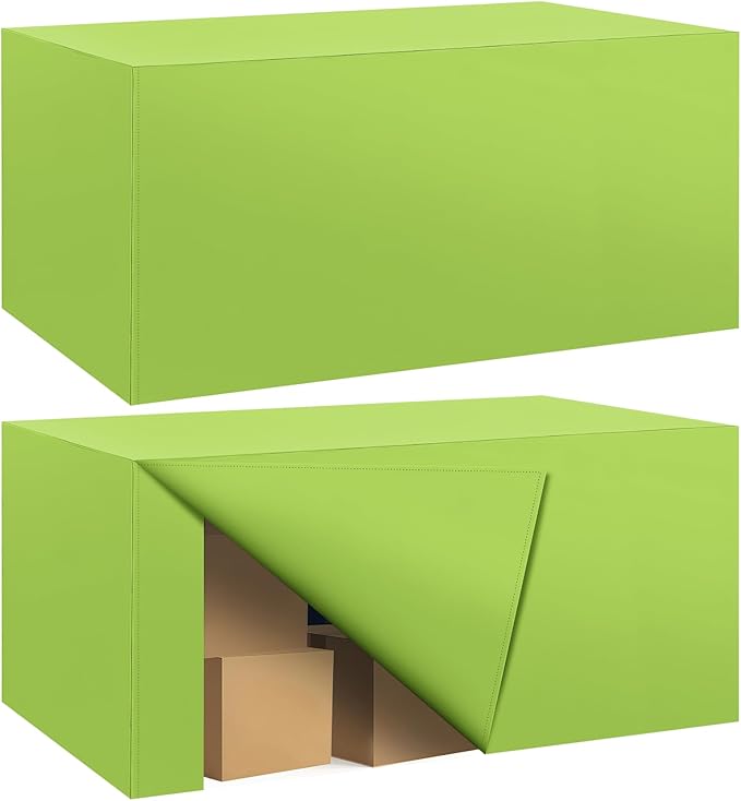 2 Pack Fitted Tablecloth for 6 Foot Rectangle 72 x 30 Inch Apple Green Table Covers Water Resistant Polyester Cloth for Folding, Parties,Display, Trade Show (Apple Green)