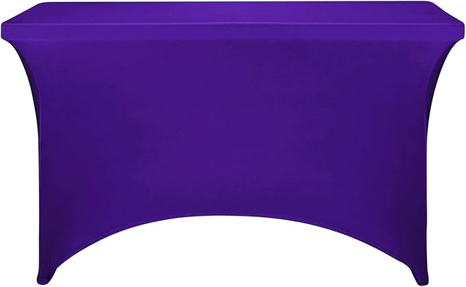 FORLIFE Spandex Table Covers，Fitted Tablecloth for Rectangular Tables, Stretch Patio Table Covers, Universal Spandex Table Cover for Wedding, Banquet, Party (4ft, Purple)
