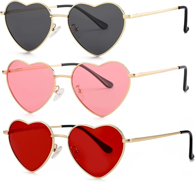 JOVAKIT Polarized Heart Sunglasses for Women Fashion Lovely Style Metal Frame UV400 Protection Lens
