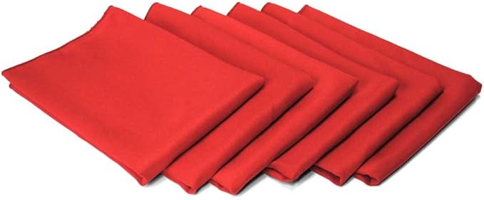 TableLinensforLess 17"x17" Polyester Cloth Napkins, Set of 6 (Holiday Red) | Easy-Care, No-Iron Finish, Superior Color Retention, Machine Washable