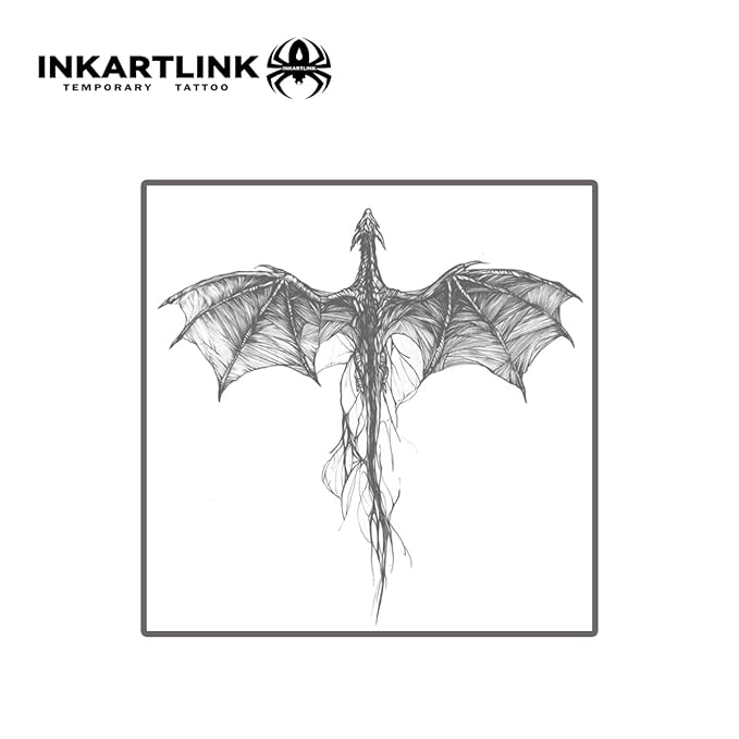 INKARTLINK Tattoo Tech, 2 Sheets Medium Semi Permanent Tattoo, Adult Art Design Temporary Tattoos, Lasts 1-2 Weeks, Waterproof, Realistic Look, No Reflection (Devil Figure)