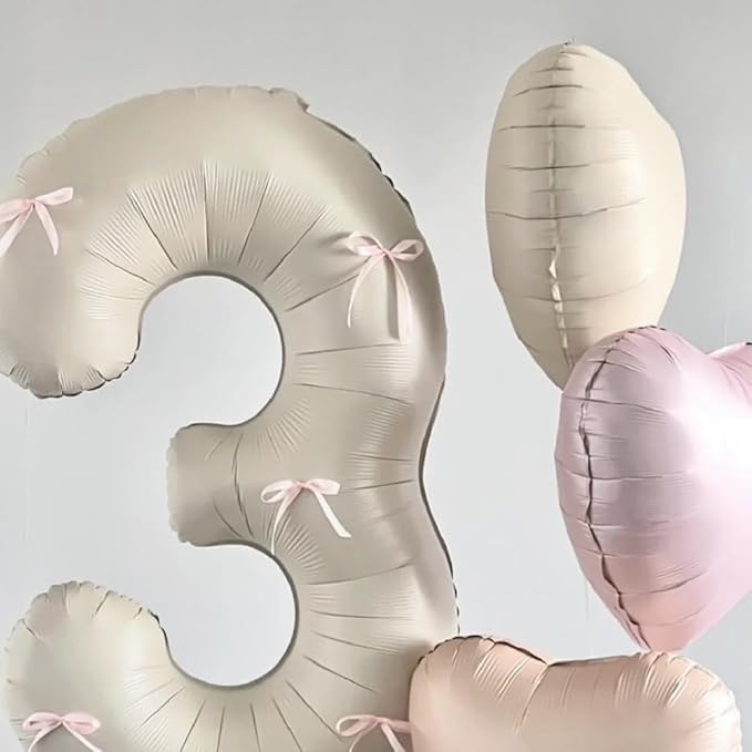 40 inch Cream White Number Balloon Giant Foil Helium Balloons Beige Number 4 Balloon for 4th Birthday Party Anniversary Decorations Supplies