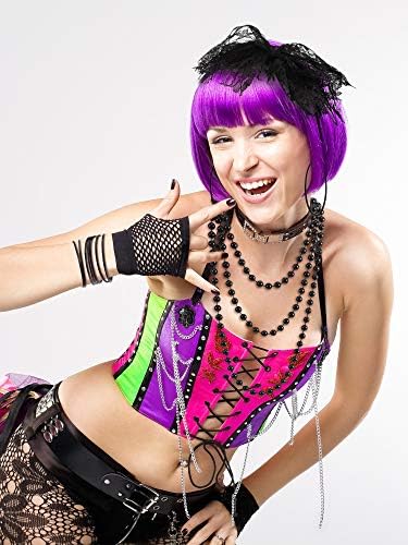 Blulu 80s Costume Accessories for Women Lace Headband Earrings Fishnet Gloves Necklace Bracelet for 80s Retro Party