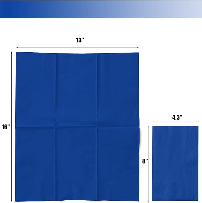 qiqee Klein Blue Paper Napkins 13 * 16inch Guest Paper Disposable Towels Napkin Paper Hand Towels for Wedding, Dinner, Birthday Party, Dessert Cocktail ＆ Kitchen Napkins（ 120 Count）