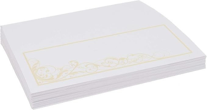 Scribble Vintage Swirl Place Cards, Ivory (Choose Color), Set of 25, Pre-cut and Scored - Wedding, Party, Dinner, and Special Events - Made in the USA