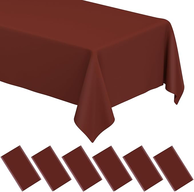 WNINK 6 Pack Maroon Tablecloths Burgundy Disposable Table Covers 54" x 108" Table Cloths for BBQ Birthday Picnic Bridal Shower Engagement Wedding Plastic Table Cloths for Parties
