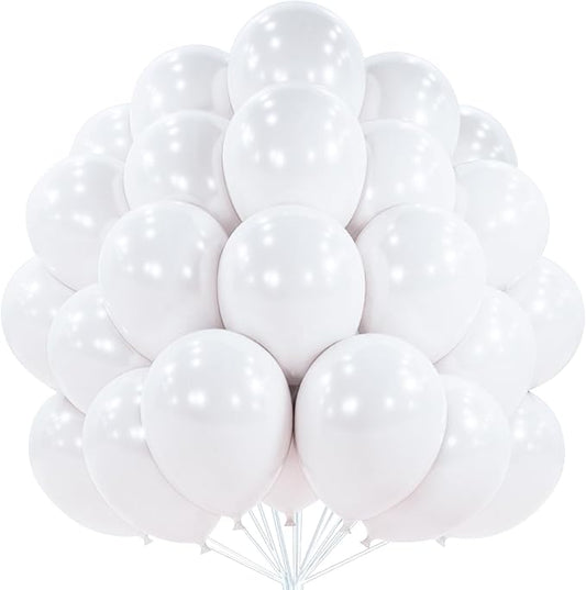 PartyWoo Pearl White Balloons 100 pcs 12 Inch White Latex Balloons for Wedding Bridal Graduation Engagement Baby Shower Gender Reveal Easter Anniversary Birthday Party Decorations White-Z30