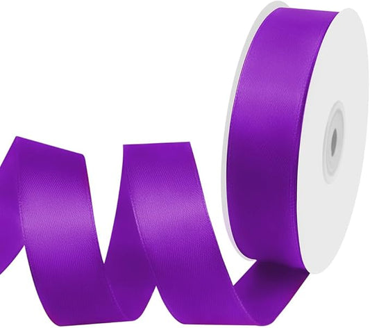1" Width x 50 Yards Satin Fabric Ribbon, Purple Ribbon Perfect for DIY Bows, Swags, Gift Wrapping, Craft, Flower Bouquet，Christmas and Halloween Party Decoration