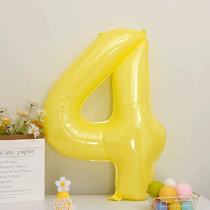 40 inch Yellow Number Balloon Giant Foil Helium Balloons Number 4 Balloon for 4th Birthday Party Decorations