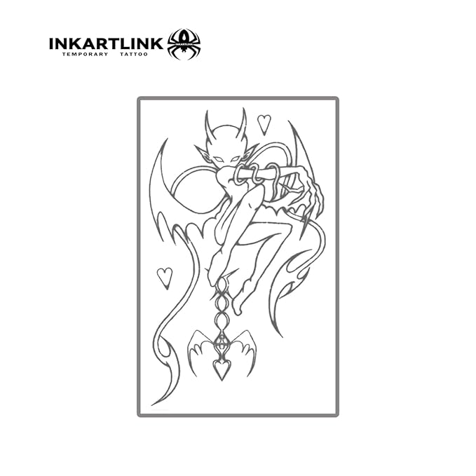 INKARTLINK Semi-Permanent Tattoos, Creative Dark Party Tattoo, Exquisite Realistic Design, Interesting Tattoo Experience, Cruelty-free, Non-reflective, Waterproof (Romantic Demon)