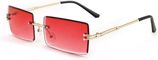 FEISEDY Vintage Rimless Sunglasses Rectangle Frameless Candy Color Glasses Women Men B2642
