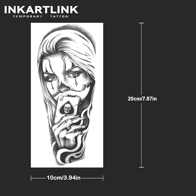 INKARTLINK 2 Sheets Extra large Semi Permanent Tattoos, Temporary Tattoos, Adult Art Designs, Waterproof, Realistic, No Adhesive, Non-Reflective, Lasts 1-2 Weeks ((Mexican Day of the Dead 1)