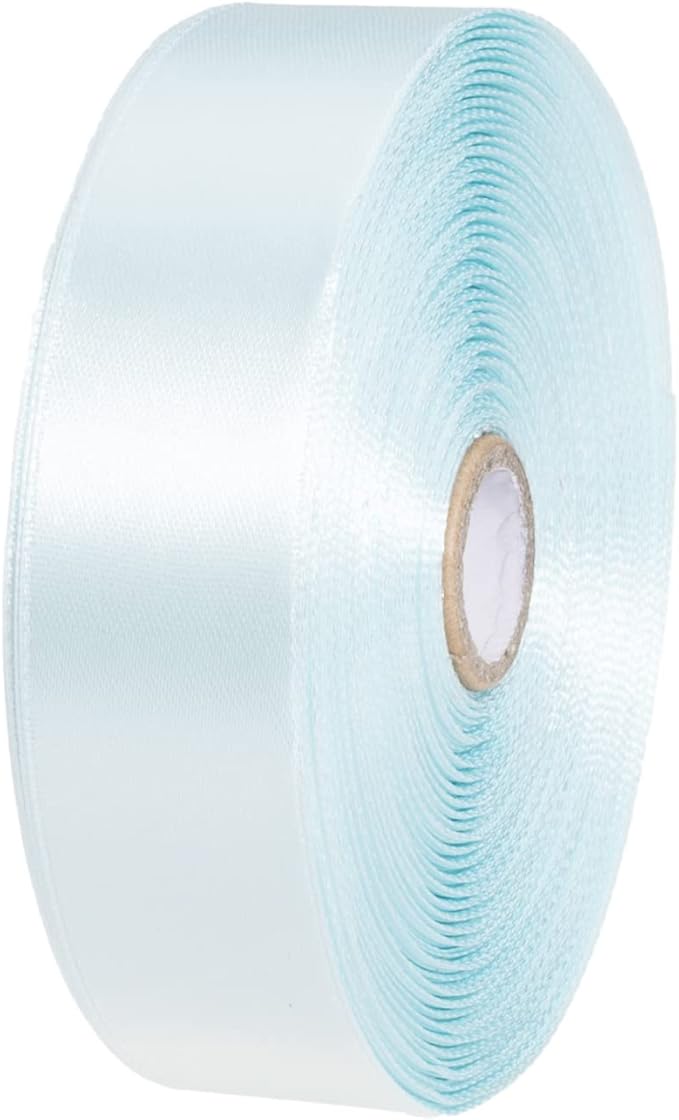 1 Inch Light Blue Solid Satin Ribbon, 50 Yards Craft Fabric Ribbon for Gift Wrapping Floral Bouquets Wedding Party Decoration