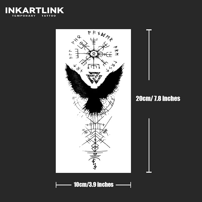 INKARTLINK Temporary Tattoos, 2 Sheets Extra-Large Semi Permanent Tattoo Adult Art Design Waterproof Temp Tattoo Party Favors Realistic Look, No Adhesive, Lasts 1-2 Weeks Black (Ancient Symbol)