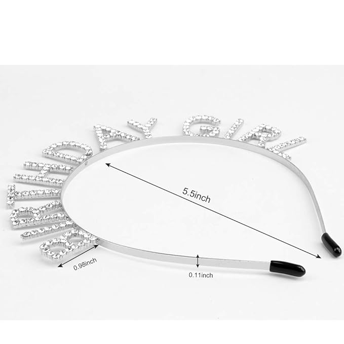 AOPRIE Birthday Girl Crown for Women with Sash Silver Happy Birthday Tiara for Women Headband Princess Crown Rhinestone Accessories