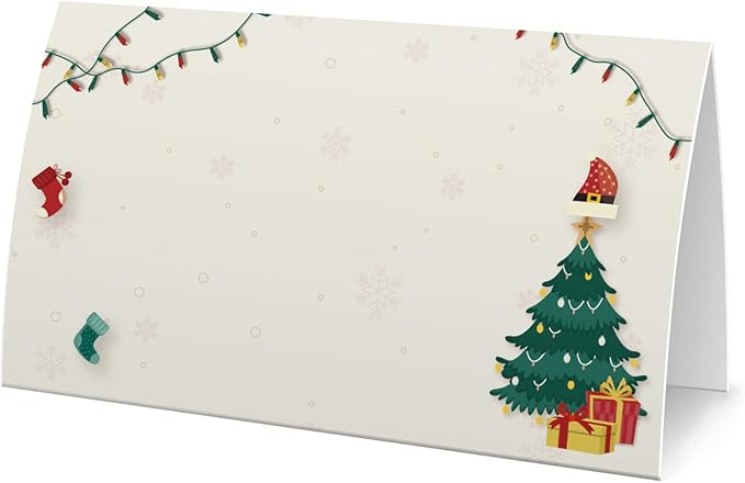 FZ-a86 Christmas Food Tent Labels (25 pack) - Table Place Cards, Perfect for Banquet, Buffet Food Label, Christmas Party