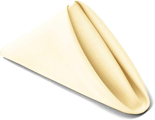 TableLinensforLess 17"x17" Polyester Cloth Napkins, Set of 6 (Ivory) | Easy-Care, No-Iron Finish, Superior Color Retention, Machine Washable