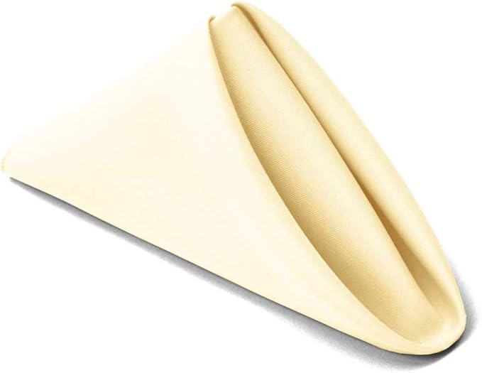 TableLinensforLess 17"x17" Polyester Cloth Napkins, Set of 12 (Ivory) | Easy-Care, No-Iron Finish, Superior Color Retention, Machine Washable