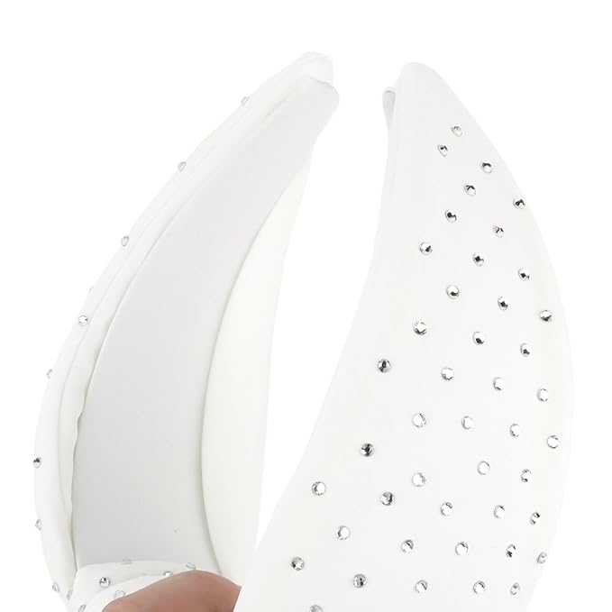 YISSION White Rhinestone Knotted Headband for Women, Sparkly Crystal Embellished Hair Hoop, Elegant Wide Top Knot Hair Accessory for Party, Wedding, Daily Styling