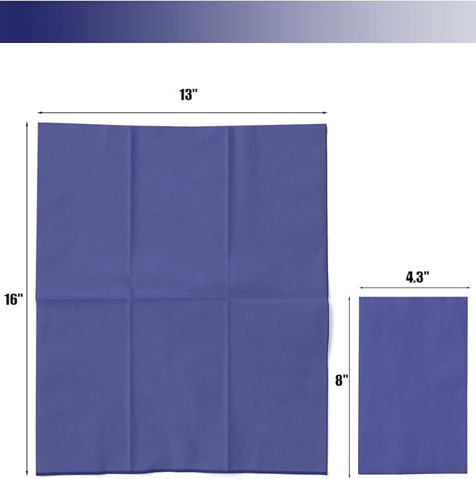 qiqee Bluish Blue Paper Napkins 13 * 16inch Guest Paper Disposable Towels Napkin Paper Hand Towels for Wedding, Dinner, Birthday Party, Dessert Cocktail ＆ Kitchen Napkins（ 120 Count）