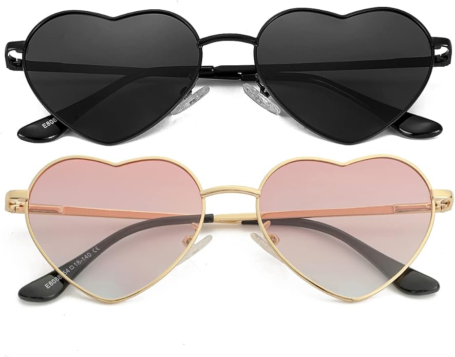 JOVAKIT Polarized Heart Sunglasses for Women Fashion Lovely Style Metal Frame UV400 Protection Lens
