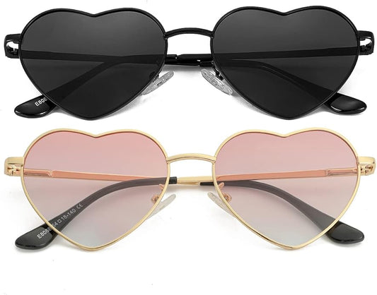 JOVAKIT Polarized Heart Sunglasses for Women Fashion Lovely Style Metal Frame UV400 Protection Lens