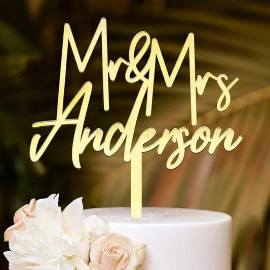 Personalized Cake Topper - Wedding Decoration, Anniversary Keepsake, Couple Celebration Gift - Mr & Mrs Anniversary, Wedding Gift