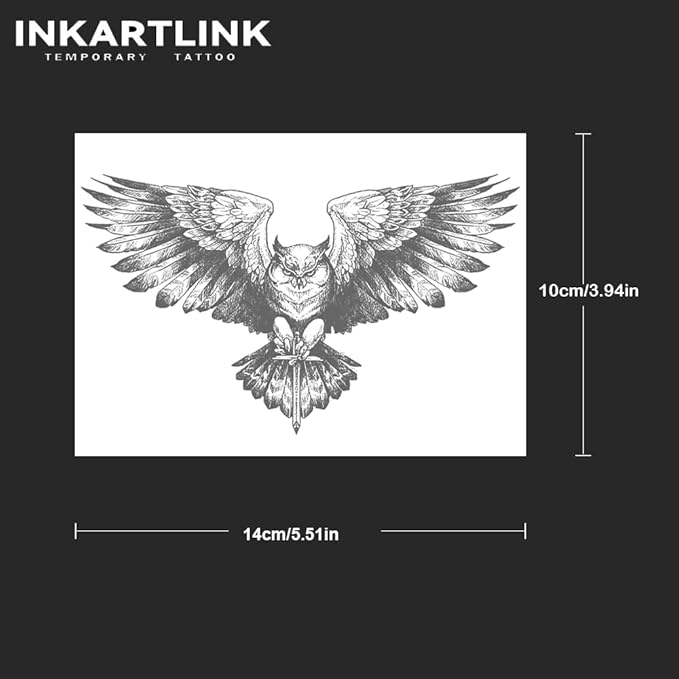 INKARTLINK Tattoo Tech, 2 Sheets Medium Semi Permanent Tattoo, Adult Art Design Temporary Tattoos, Lasts 1-2 Weeks, Waterproof, Realistic Look, No Reflection (Eagle Totem)