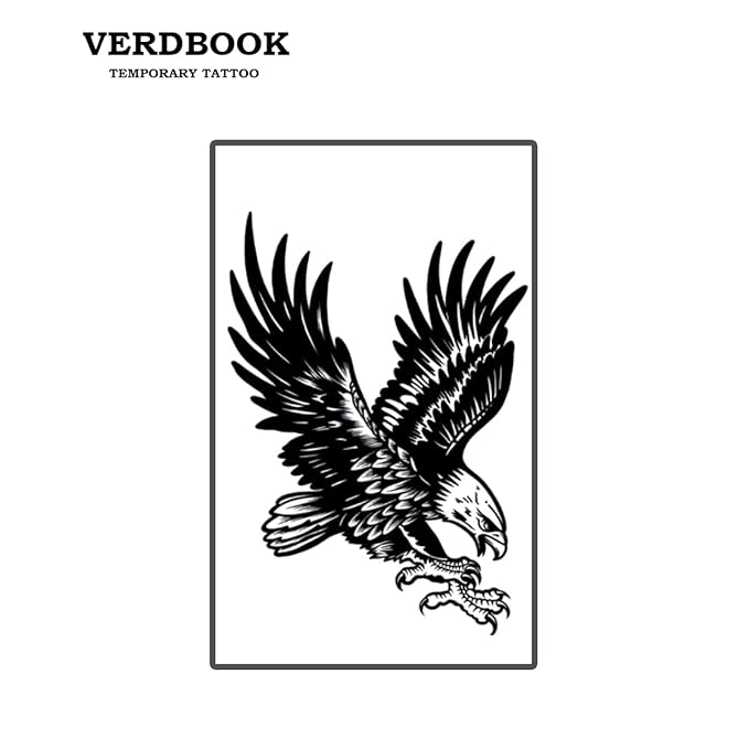 Waterproof Temporary Tattoos: 2-Sheet Tattoo Kit with Realistic Body Stickers, Semi-Permanent Tattoos for Adults Lasting 7-15 Days – Safe for Men & Women, Eagle Tattoo Pattern