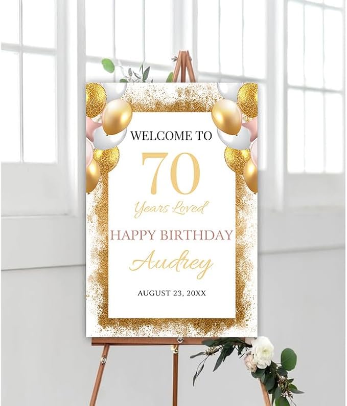 Personalized Sign for 50th Birthday Party - Decorations Celebration Sign, Happy Birthday Any Age Board, Minimalist Party Signs#2