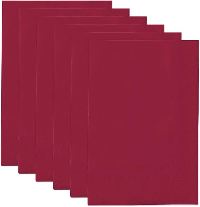 qiqee Rose Red Paper Napkins 13 * 16inch Guest Paper Disposable Towels Napkin Paper Hand Towels for Wedding, Dinner, Birthday Party, Dessert Cocktail ＆ Kitchen Napkins（ 120 Count）