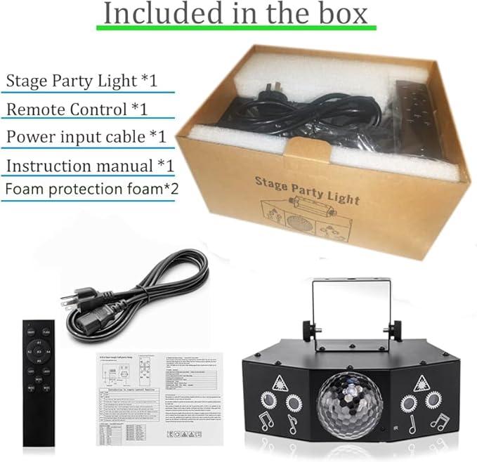 Dj Party Disco Ball Light Support DMX512 and Sound Activated, BUCLHOZ LED Stage Strobe Lighting for Parties Indoor Dance Floor Birthday Rave Bar Karaoke KTV Xmas Christmas Wedding Show Club